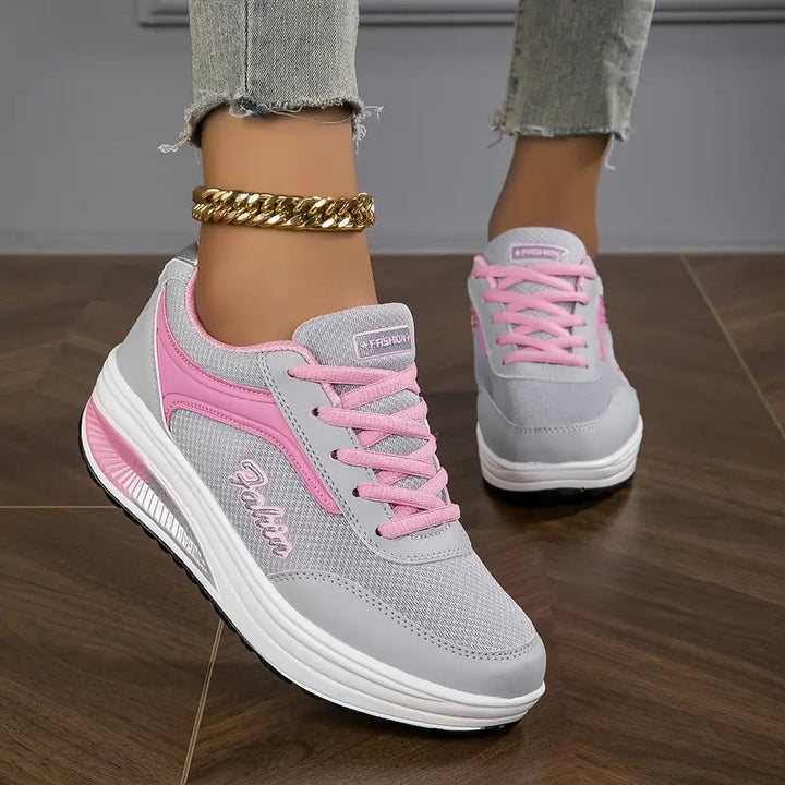 Virexa | Women’s Lace-Up Trainers with highlighted sole base