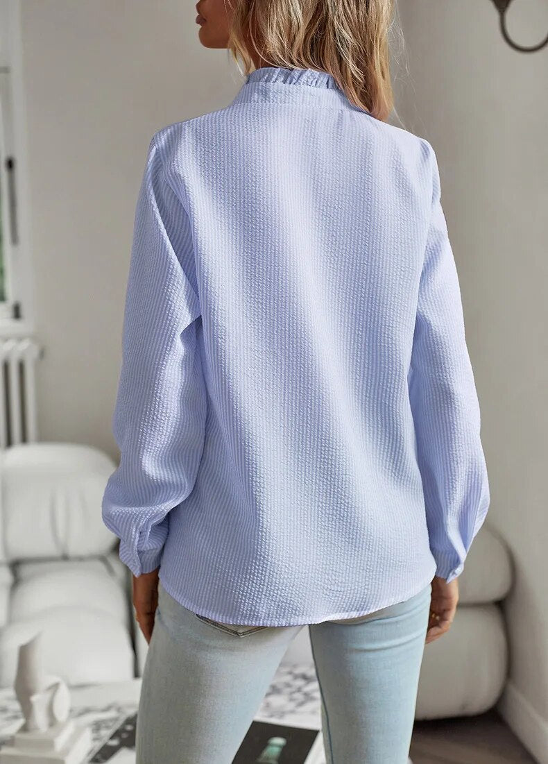 Noa | Women’s Blouse with Ruffle Front Detail