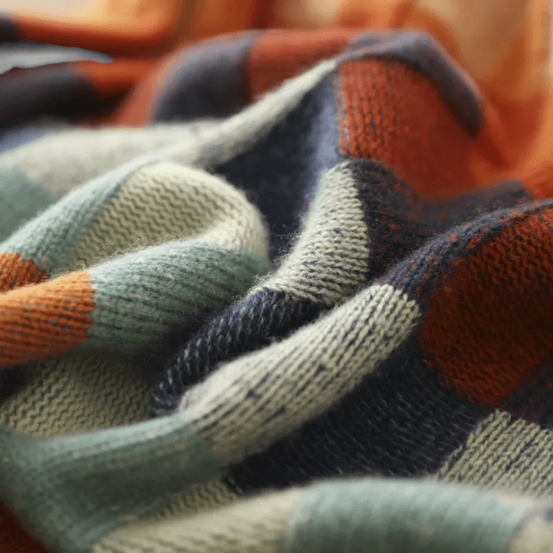 Marisse | Women’s Check Jumper featuring a high neckline