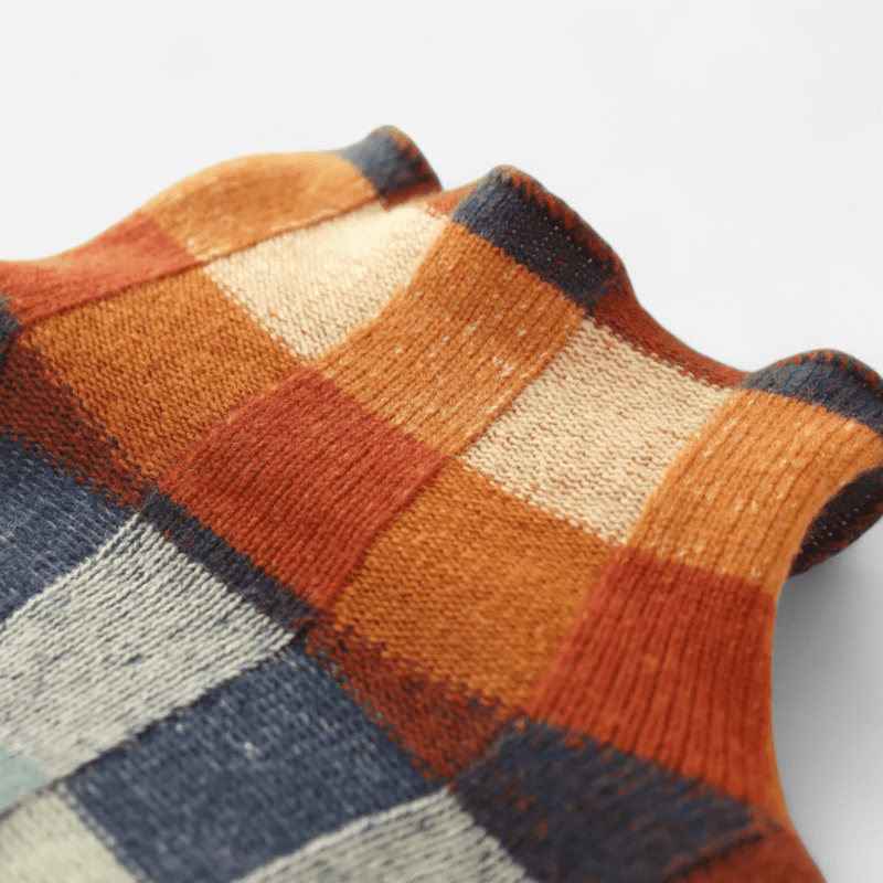 Marisse | Women’s Check Jumper featuring a high neckline