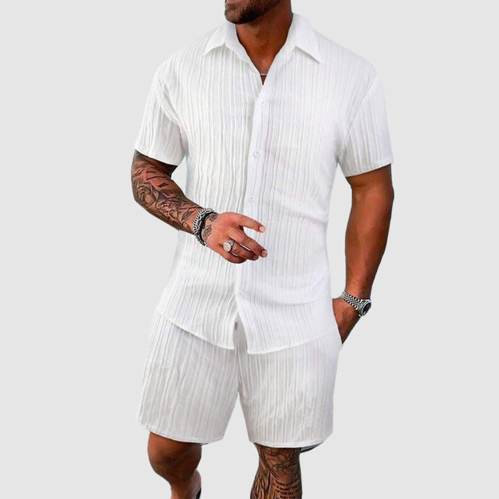 Hugo | Men’s Shirt and Shorts Set featuring Classic Stripe Finish