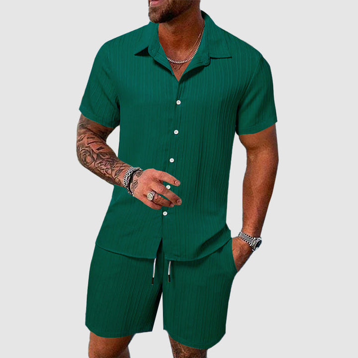Hugo | Men’s Shirt and Shorts Set featuring Classic Stripe Finish