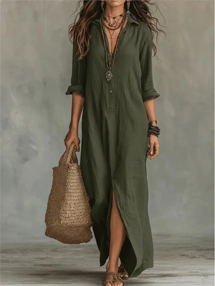 Anniva | Women’s Shirt Dress featuring a Front Slit