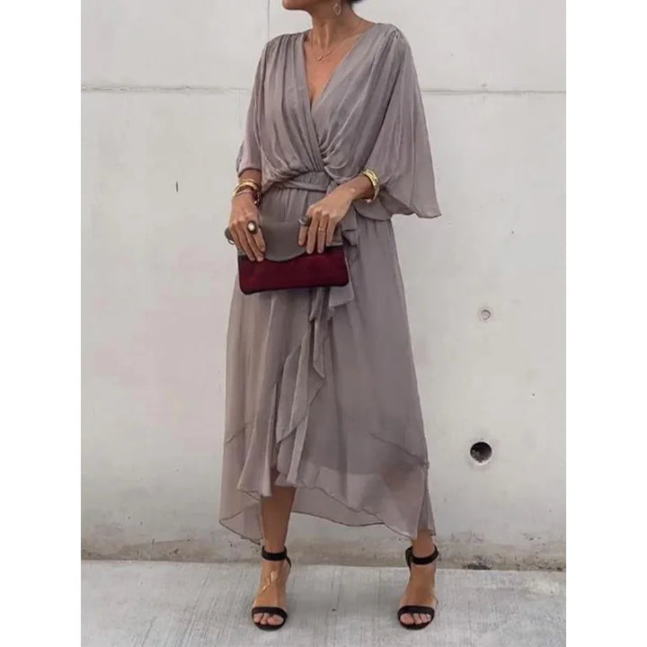 Evangeline | Women’s Wrap Midi Dress for Effortless Summer Elegance