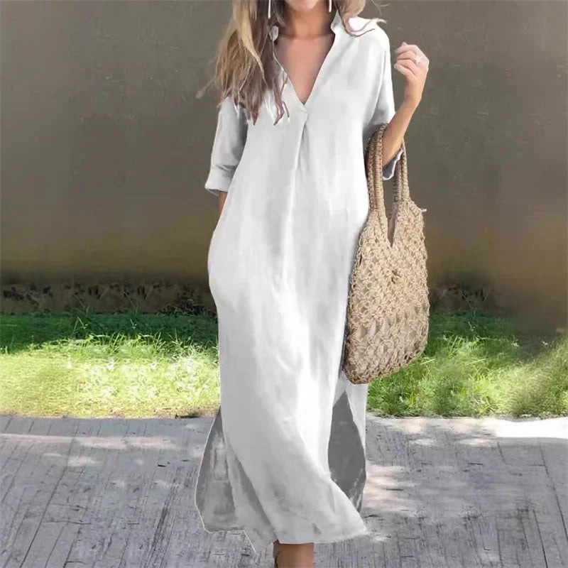 Eulalie | Women’s Maxi Dress in a Relaxed Collared Figure