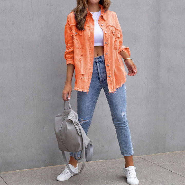 Aurelin | Women’s Button-Up Jacket with distressed detail