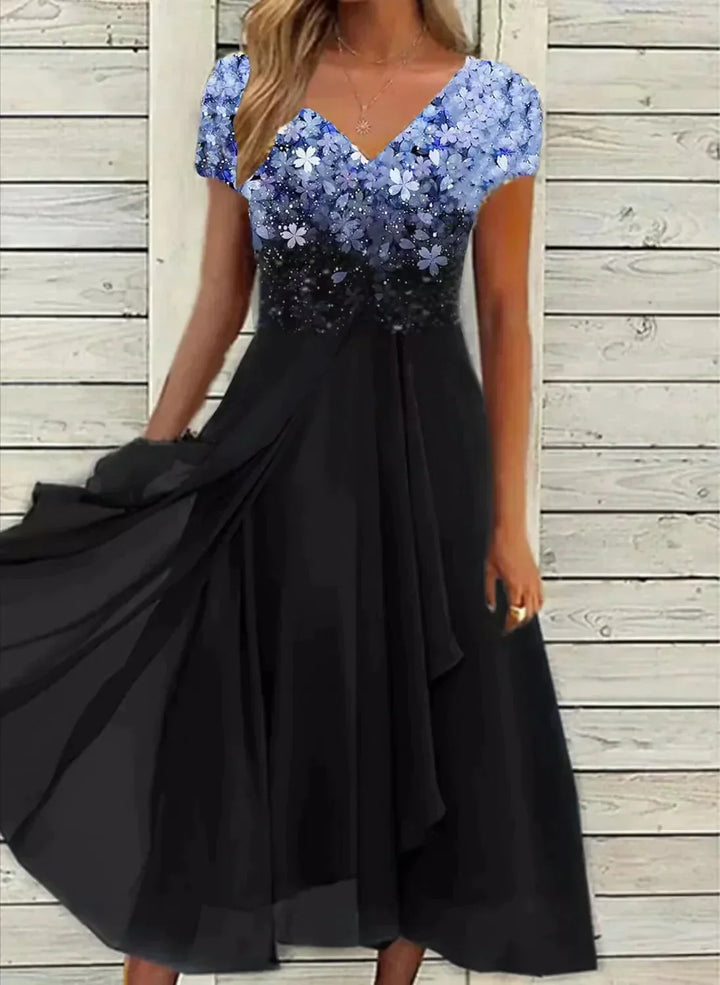 Elmara | Women’s Floral Midi Dress with Flowing Skirt