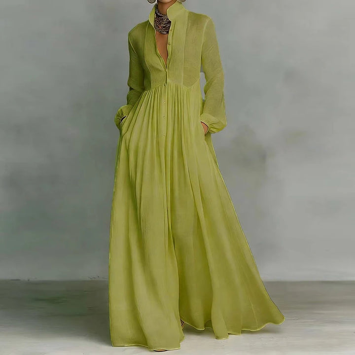 Delaney | Women’s Maxi Dress in a Flowing Neat Button-Up Look