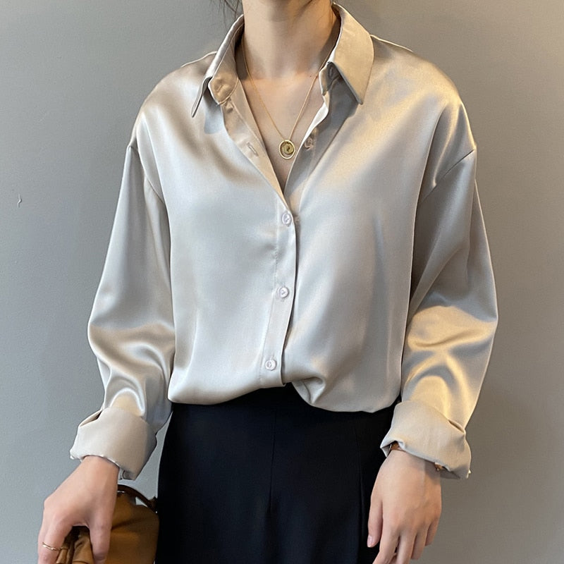 Valina | Women’s Satin Blouse with Soft Drape and Casual Style