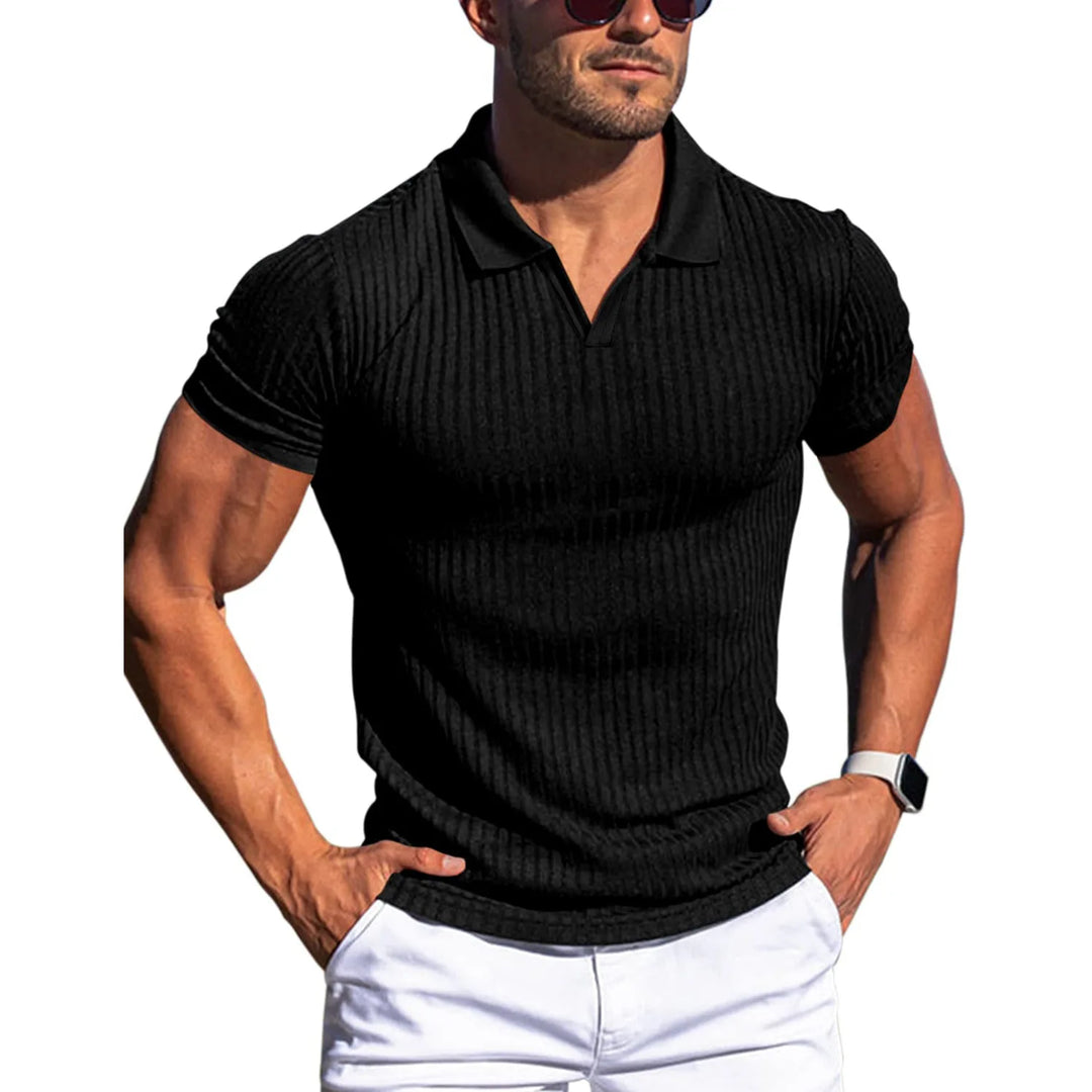 Calvez | Men’s Open-Collar Polo Shirt in a Tailored Outline