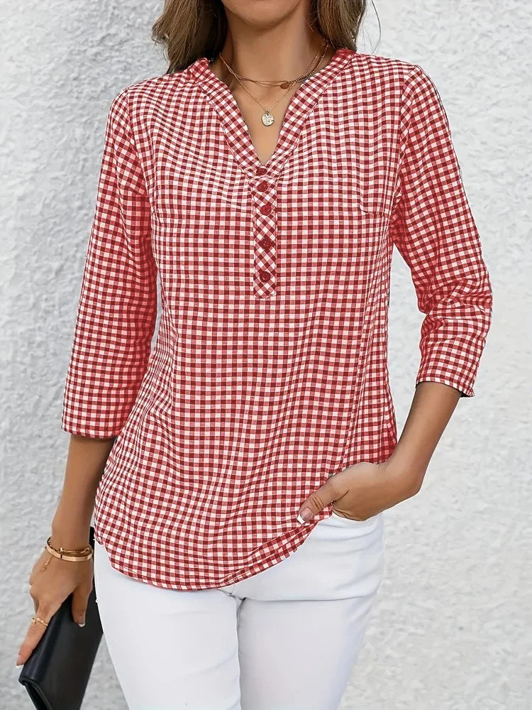 Keiley | Women’s Blouse featuring a Check Layout