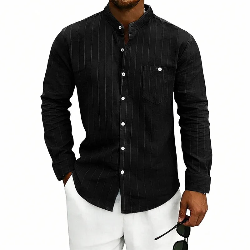 Syed | Men’s Band Collar Shirt for Smart-Casual Styling