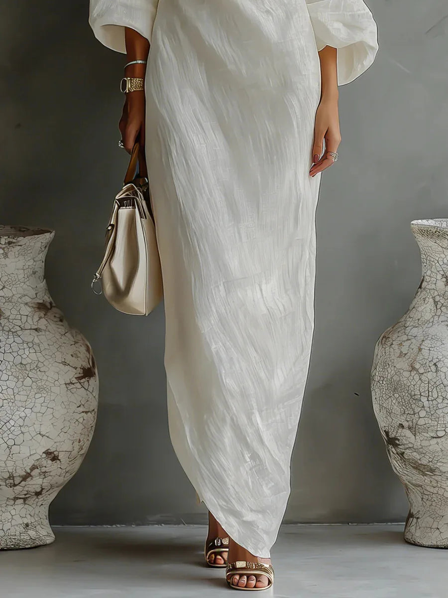 Xanthe | Women’s Maxi Dress featuring an Asymmetric Exposed-Shoulder