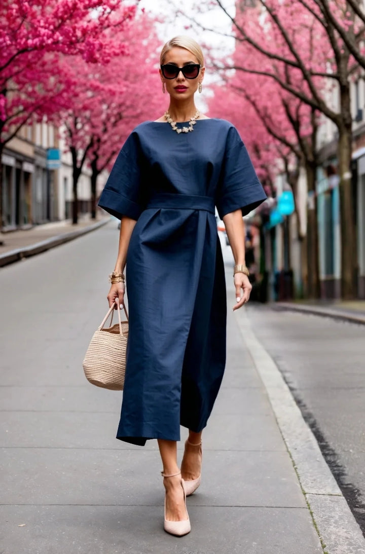 Juna | Women’s Midi Dress featuring a Defined Waist