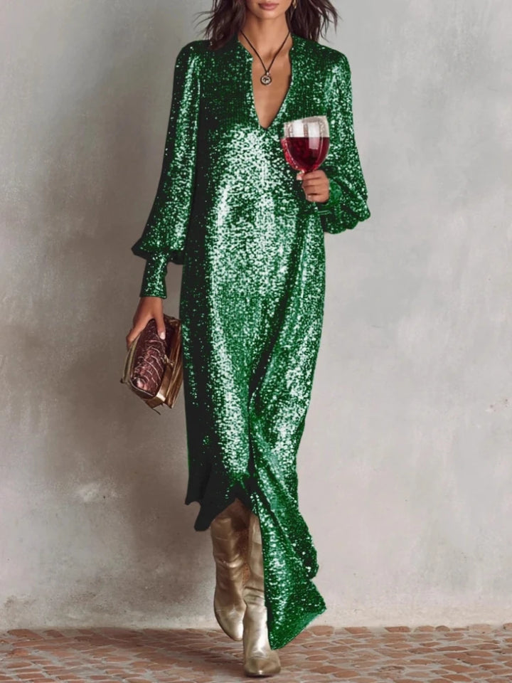 Rose | Women’s Evening Maxi Dress with a Shimmer Finish