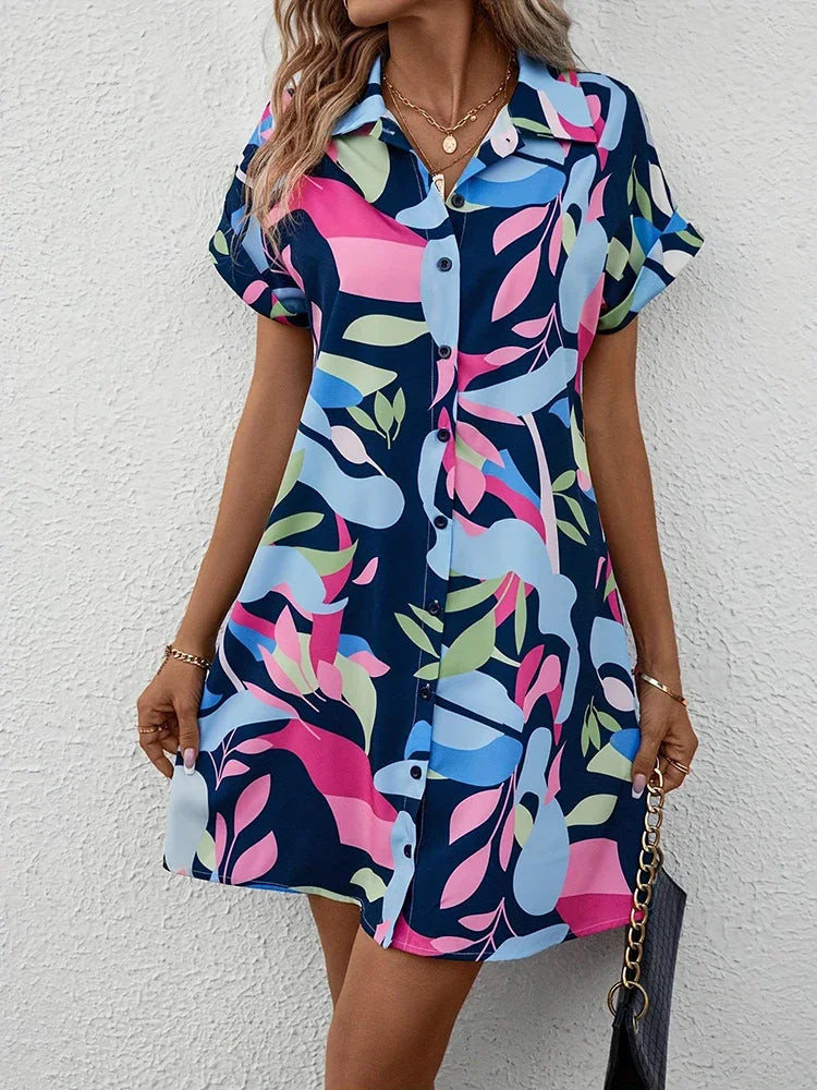 Carmen | Women’s Abstract Shirt Dress for Casual Summer Clothing