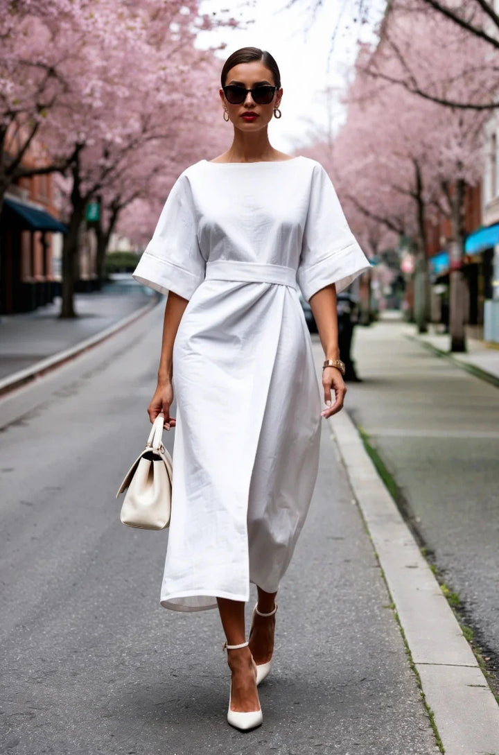 Juna | Women’s Midi Dress featuring a Defined Waist