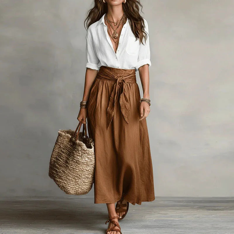 Yara | Women’s Midi Skirt featuring a Tie Waist
