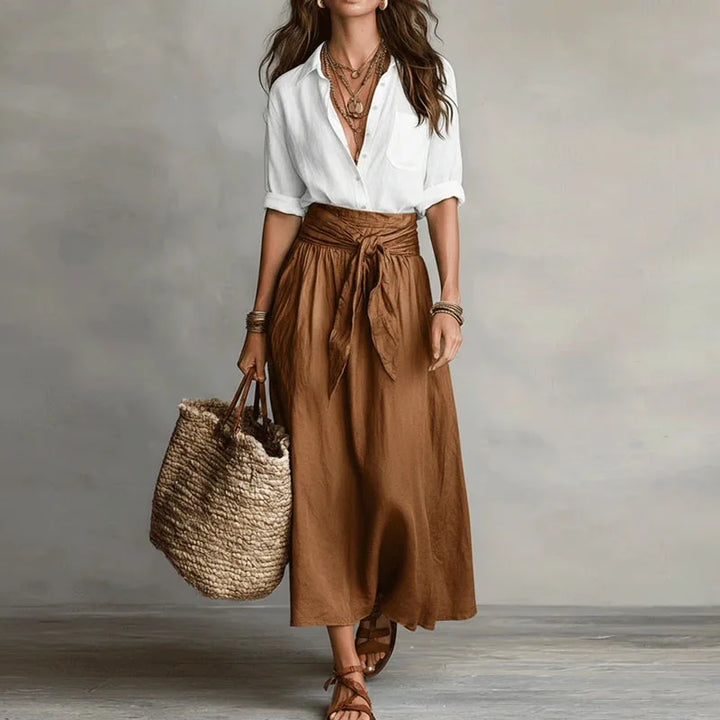 Yara | Women’s Midi Skirt featuring a Tie Waist