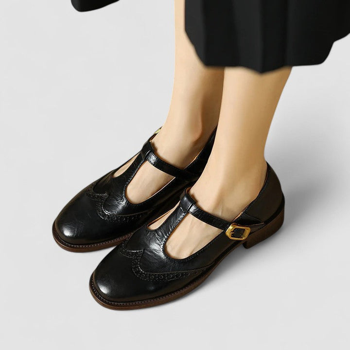 Lorvessa | Women’s Buckle Strap Flats with cut-out detail and classic finish