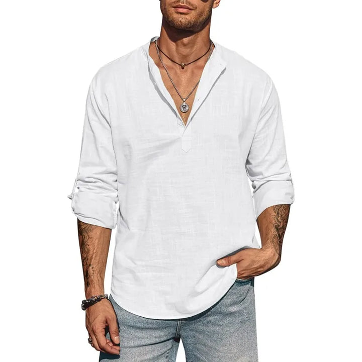 Griffin | Men’s Long Sleeve Henley Shirt in a Relaxed Summer Fit