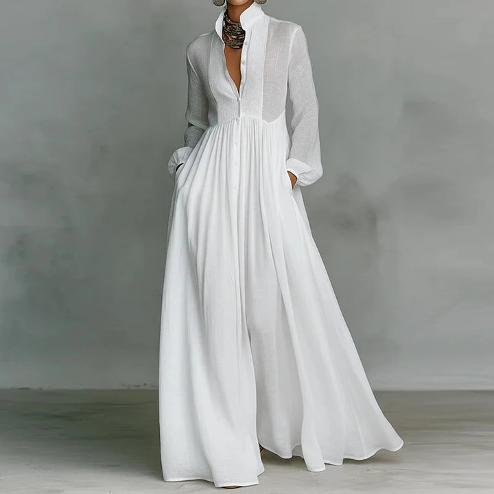 Delaney | Women’s Maxi Dress in a Flowing Neat Button-Up Look