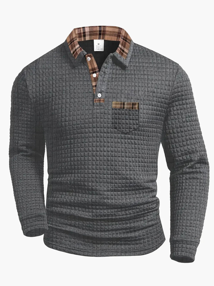 Kavero | Men’s Textured Polo Shirt designed for relaxed yet polished feel