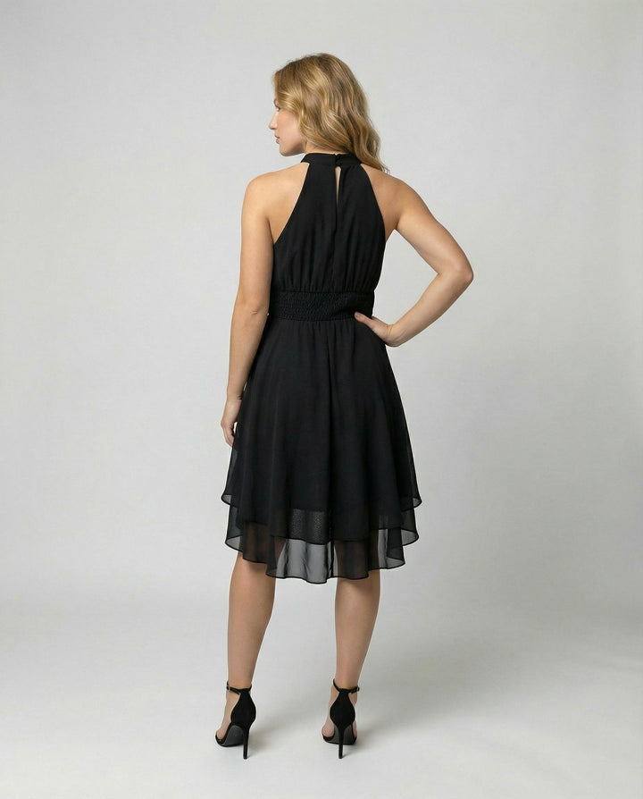 Virelle | Women’s Halter Neck Dress featuring layered hem