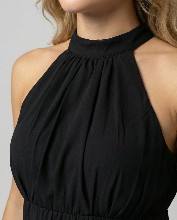 Virelle | Women’s Halter Neck Dress featuring layered hem
