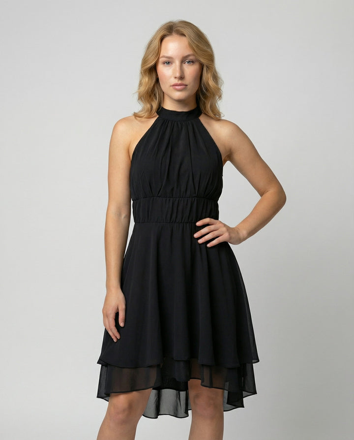 Virelle | Women’s Halter Neck Dress featuring layered hem