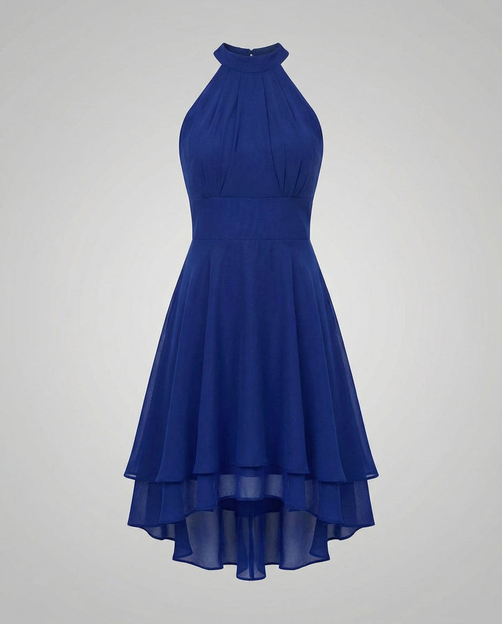 Virelle | Women’s Halter Neck Dress featuring layered hem