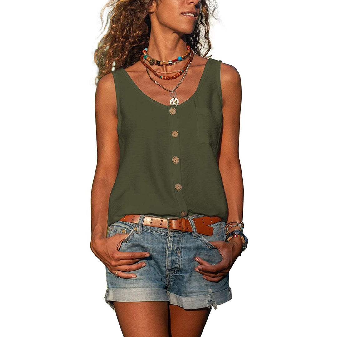 Solviera | Women’s Sleeveless Top featuring button front detail
