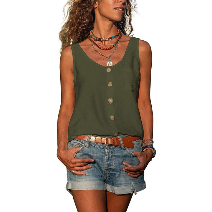 Solviera | Women’s Sleeveless Top featuring button front detail