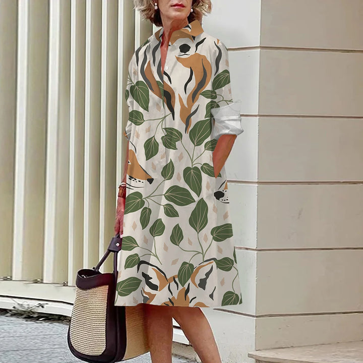 Verilyn | Women’s Floral Midi Dress in a Smart Shirt Aesthetic