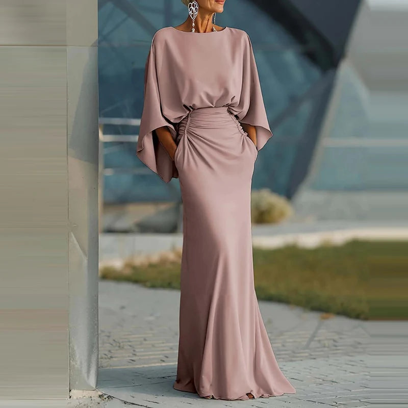 Nina | Women’s Draped Maxi Dress for Elegant Occasion Apparel