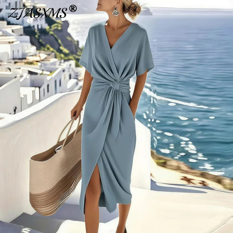 Isabella | Women’s Wrap Midi Dress for Holiday Evenings