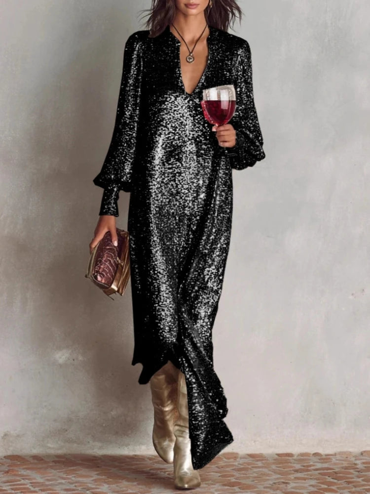 Rose | Women’s Evening Maxi Dress with a Shimmer Finish