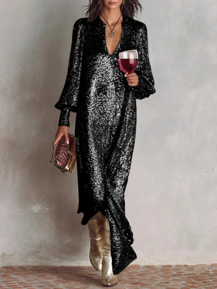 Rose | Women’s Evening Maxi Dress with a Shimmer Finish