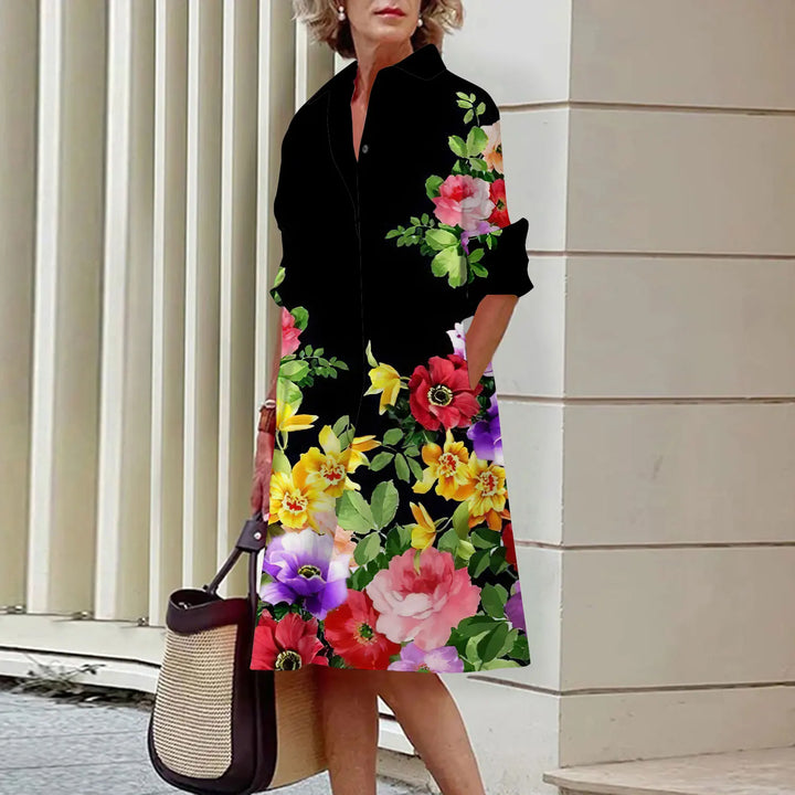 Verilyn | Women’s Floral Midi Dress in a Smart Shirt Aesthetic