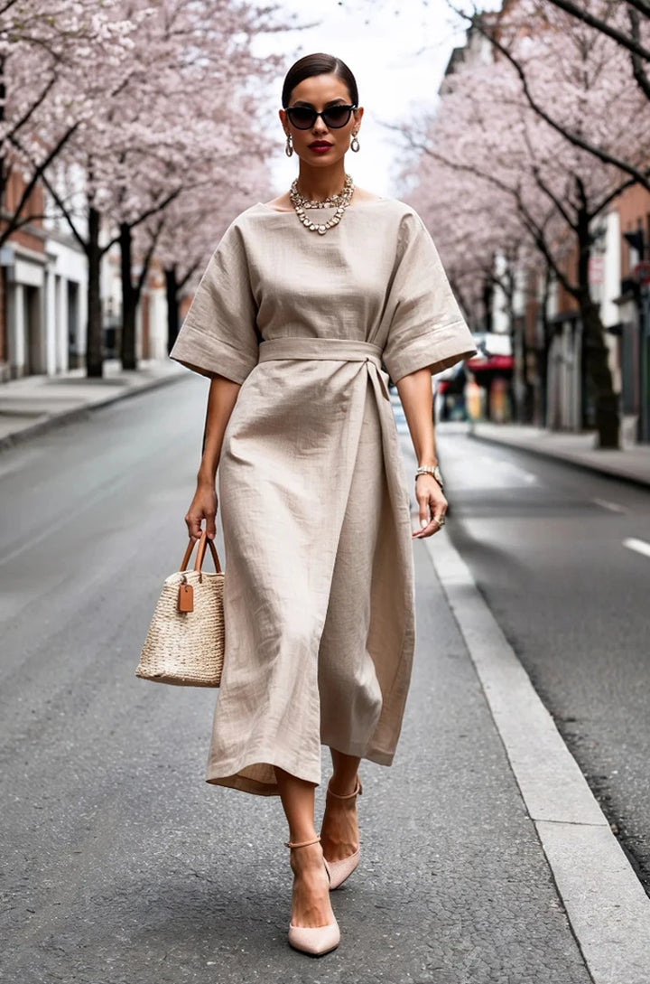 Juna | Women’s Midi Dress featuring a Defined Waist