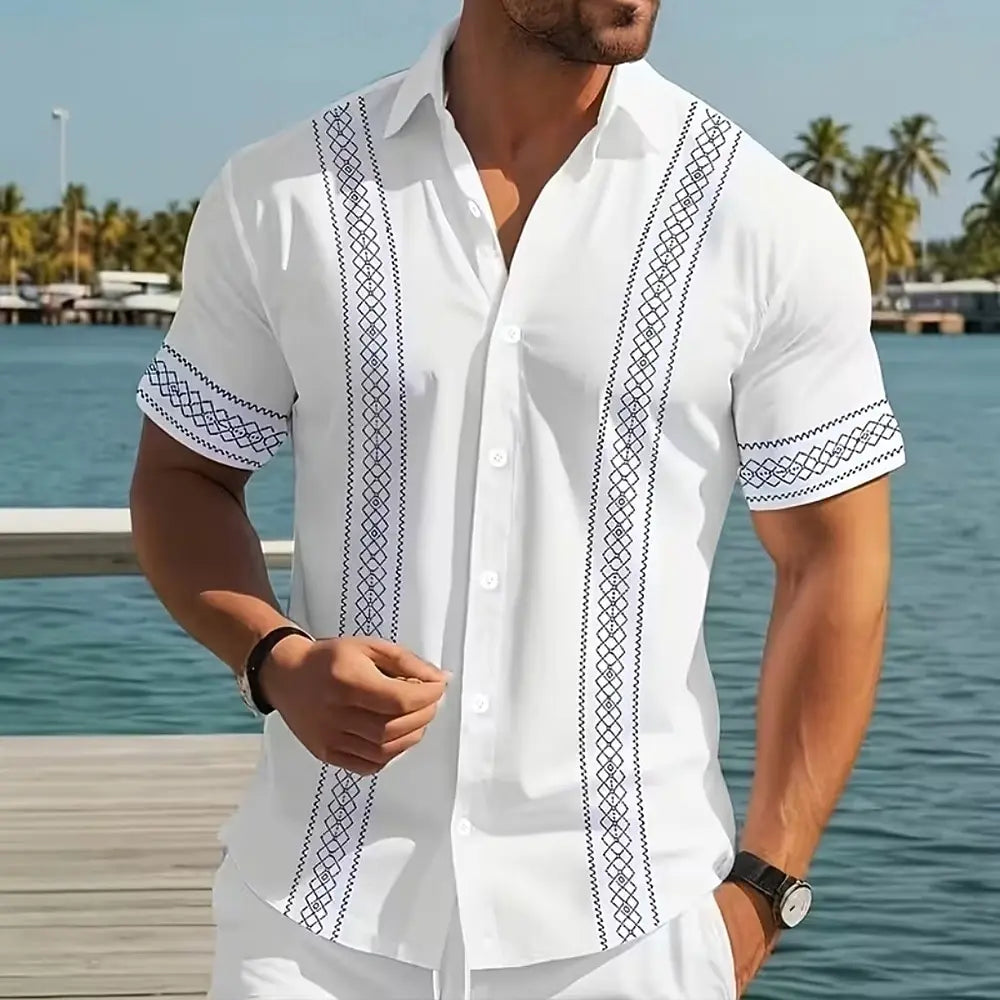 Wilby | Men’s Short-Sleeve Shirt featuring Geometric Trim