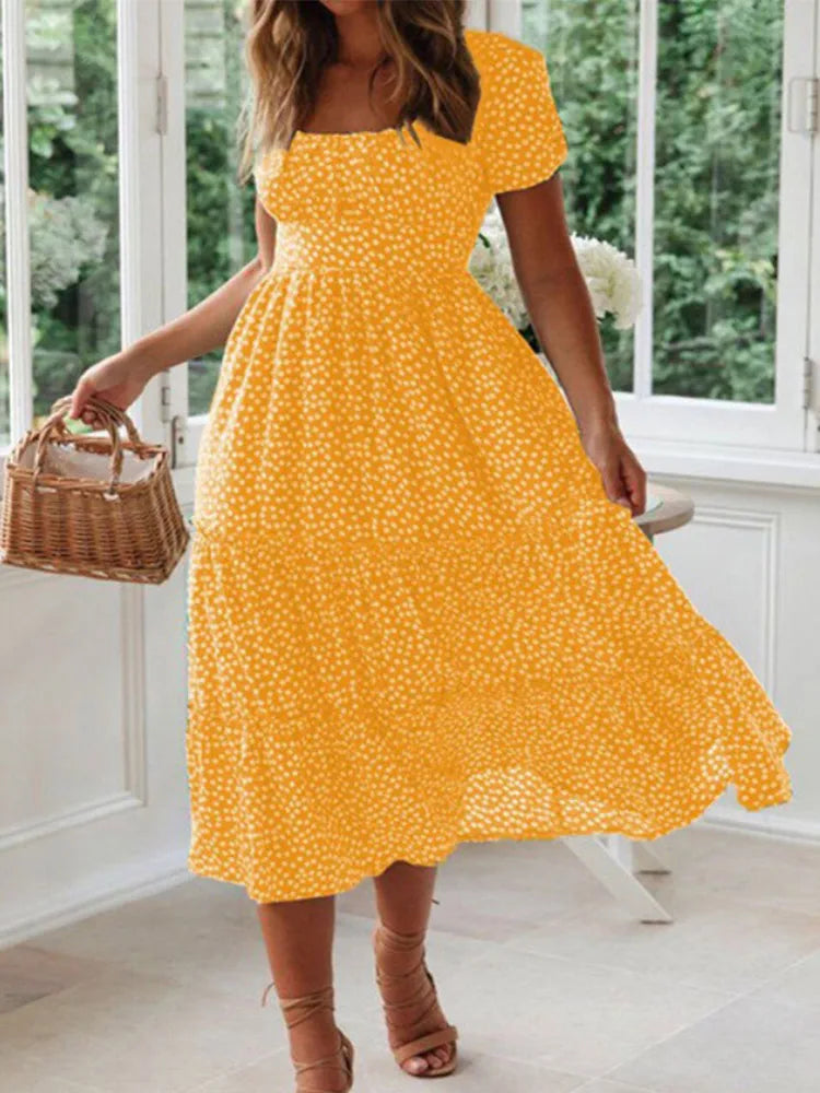 Mallory | Women’s Midi Dress in a Shirred Waist Shape