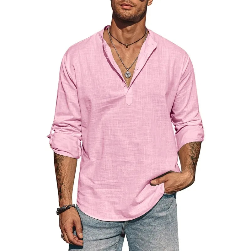 Griffin | Men’s Long Sleeve Henley Shirt in a Relaxed Summer Fit