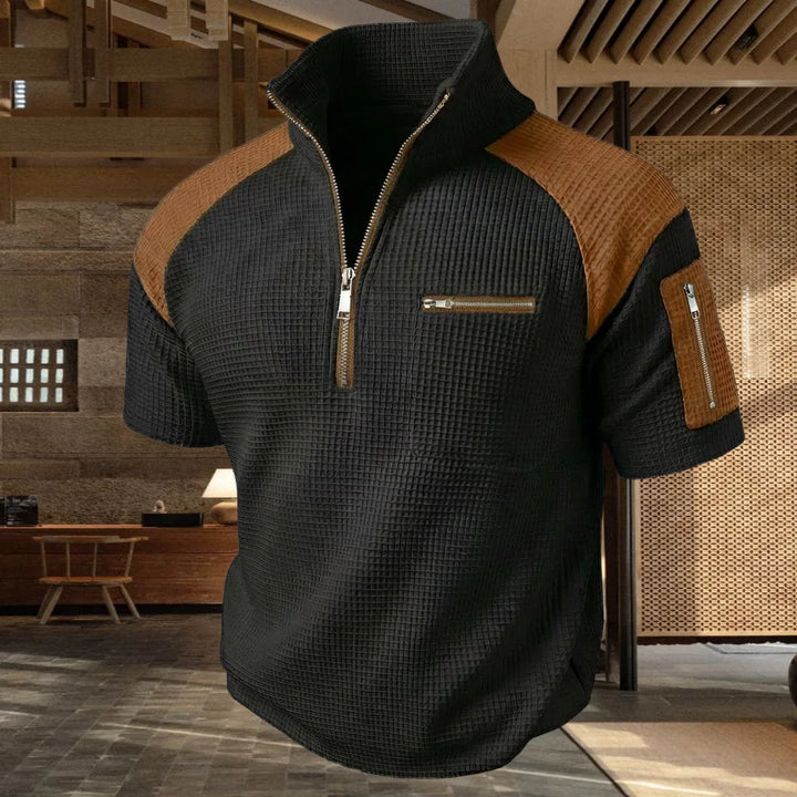 Zephyr | Men’s Quarter-Zip Polo Shirt with Contrast Panels