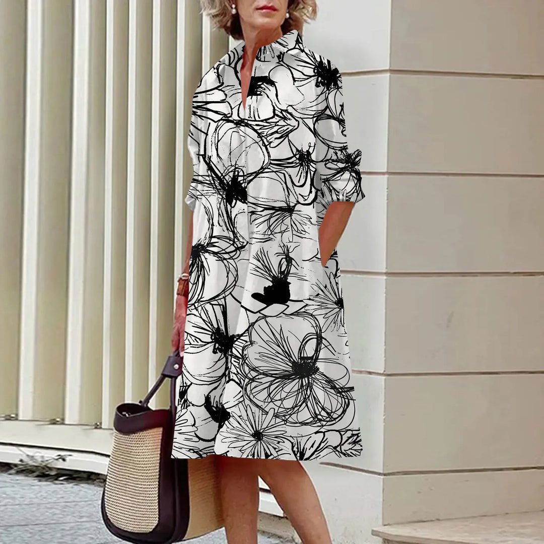 Verilyn | Women’s Floral Midi Dress in a Smart Shirt Aesthetic