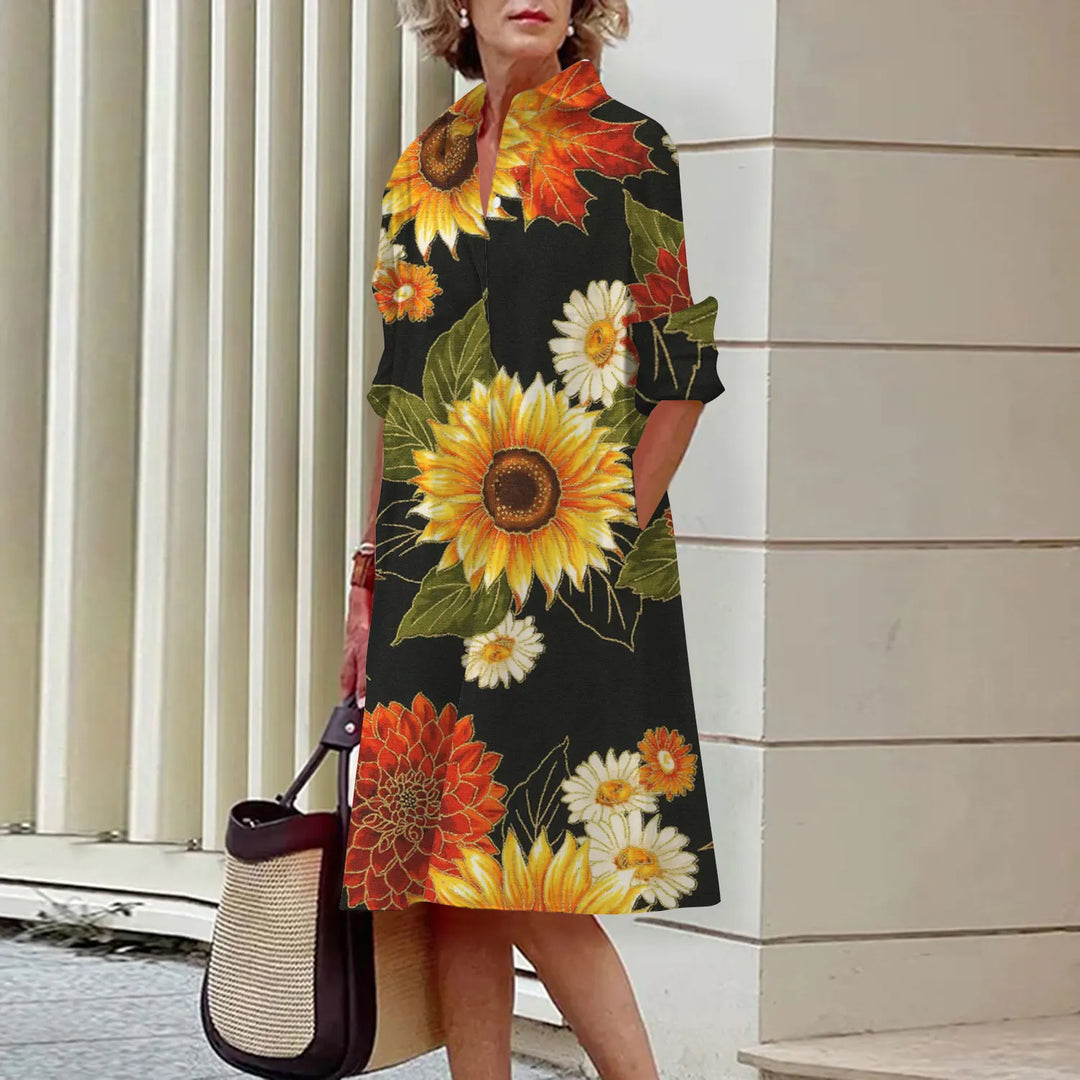 Verilyn | Women’s Floral Midi Dress in a Smart Shirt Aesthetic