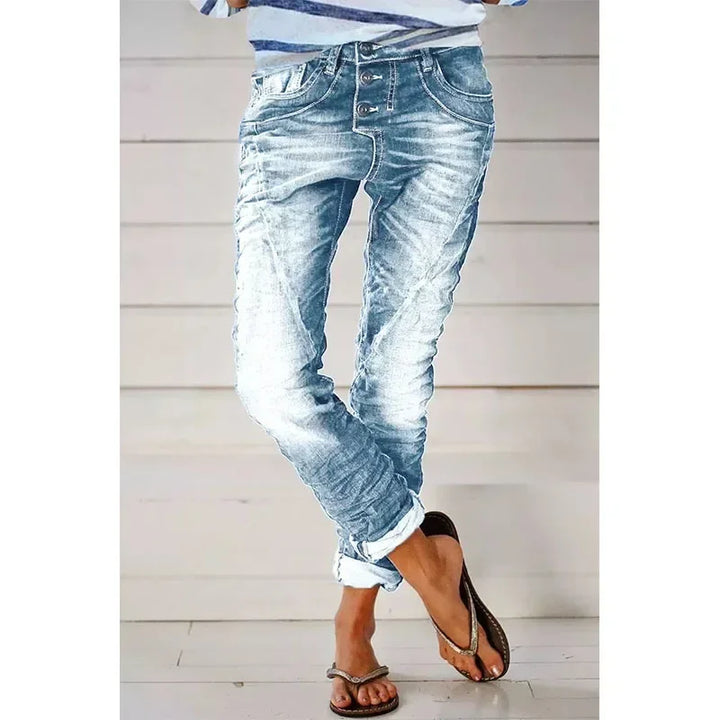 Velira | Women’s Slim-Fit Jeans with button detail and tapered leg