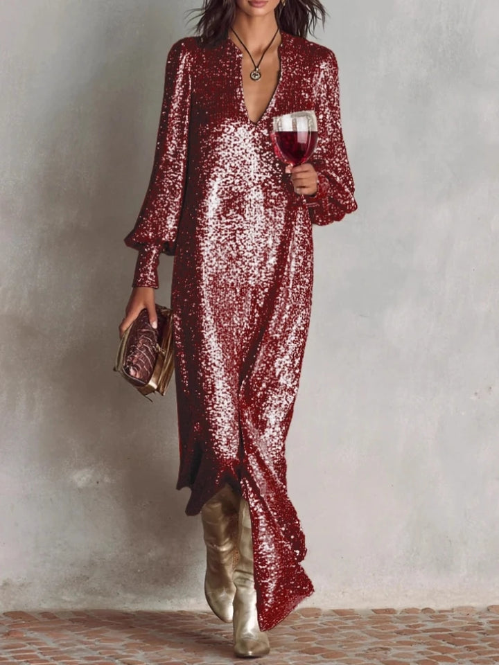 Rose | Women’s Evening Maxi Dress with a Shimmer Finish