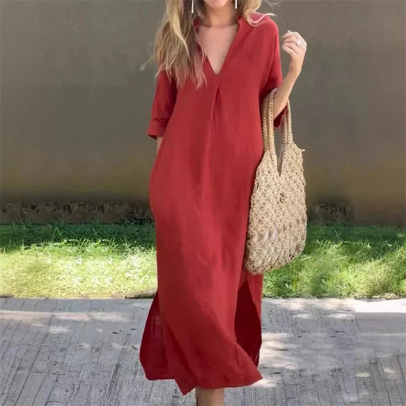 Eulalie | Women’s Maxi Dress in a Relaxed Collared Figure