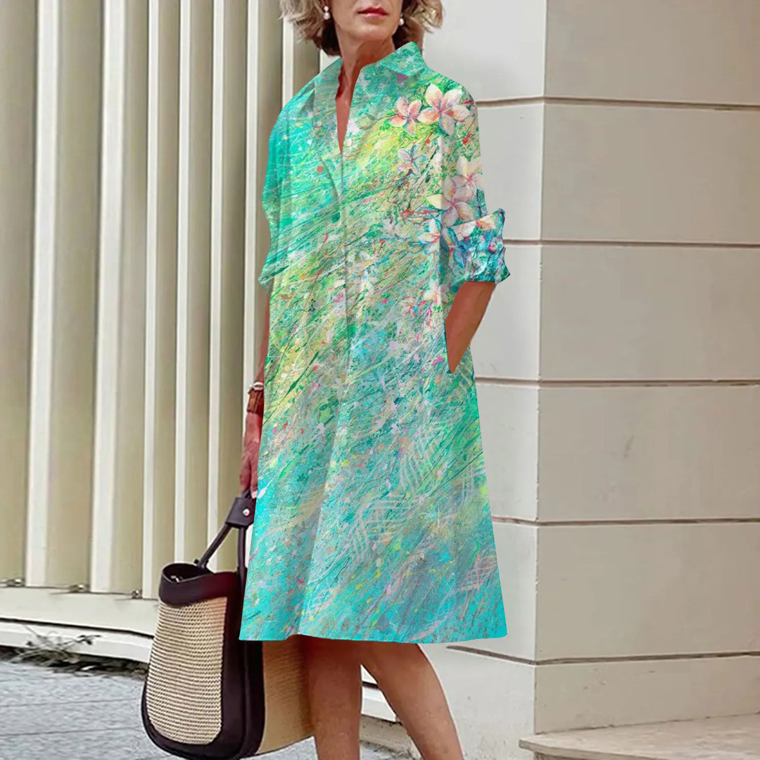 Verilyn | Women’s Floral Midi Dress in a Smart Shirt Aesthetic
